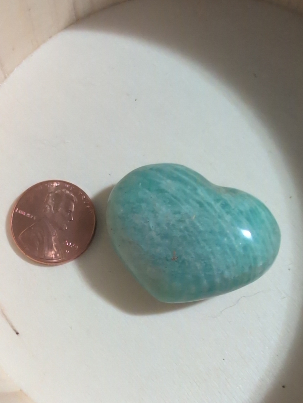 Mini Puffy Amazonite Heart Stone - Seafoam Blue-Green